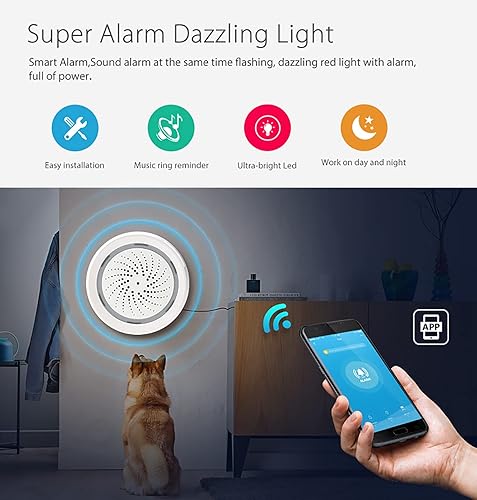 【Zigbee Smart Sirene Alarm】 Drahtloser Alarm für Haussicherheit & Hausautomation, App-Steuerung, Stroboskop-Blitzalarm-Sirene 100dB Sounder, Tuya Zigbee Hub erforderlich, kompatibel mit Alexa Google - Cheap-Us