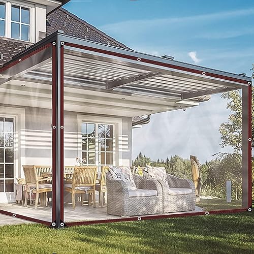 QOFLY 2x4m Abdeckplane Transparent Durchsichtig Plane Mit öSen | Zeltplane Wasserdicht Folie Balkon Abdeckung Gewebeplane StrapazierfäHige Wetterfeste Mehrzweck Autoplanen - Cheap-Us