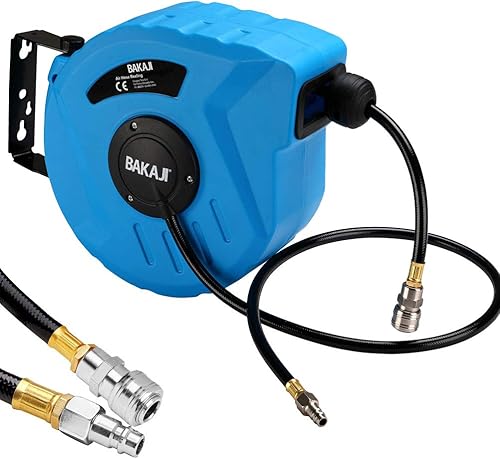 Bakaji 2822725 Schlauchtrommel mit Schlauch, 10 m Anschluss 1/4 Zoll, Befestigung an der Wand - Cheap-Us