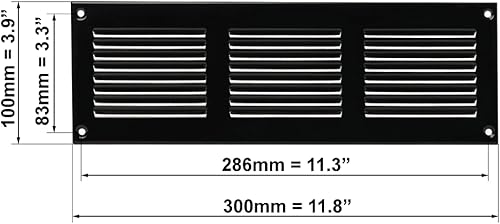 260x105mm Lüftungsgitter - Edelstahl Abluftgitter mit Insektenschutz Abluft Zuluft Metall Gitter - Cheap-Us