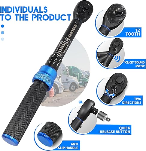 UYECOVE Drehmomentschlüssel 3/8 Zoll, 5-60Nm Drehmomentschlüssel, ±3% Fehlergenauigkeit, 72 Zähne Wende Ratschenkopf, für Fahrrad, Motorrad und Auto Zündkerzenwechsel - Cheap-Us