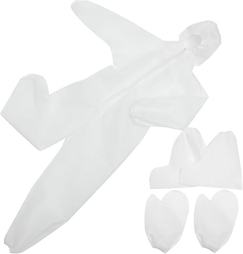 VALICLUD Children Disposable Coverall with Elastic Wrists, Ankles and Hood, Non- Porous Anti- Dust Ventilation Suit White, With Glove and Shoe Cover - Cheap-Us