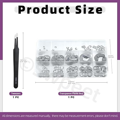 Swpeet Innenzahn-Sternsicherungsscheiben (Manganstahl E-Clips), M1.5 M2 M2.5 M3 M3.5 M4 M5 M6 M7 M8 M9 M10 M12 M15 Externe Sicherungsringe Sprengring E-Ring - Cheap-Us