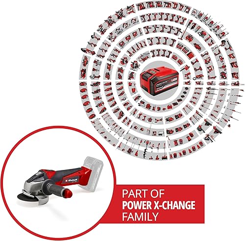 Einhell Akku-Winkelschleifer TE-AG 18/115 Li Kit Power X-Change (18 V, 115 mm Scheibendurchmesser, 28 mm Schnitttiefe, inkl. Trennscheibe, Schleifscheibe, 4,0 Ah Akku, Ladegerät), Rot/Schwarz - Cheap-Us