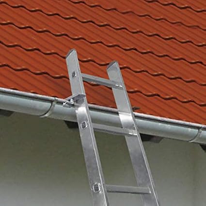 Dachrinnenhalter für Anlegeleiter, braun, 2 teiliges Klemmenset aus Aluminium für alle halbrunden und kastenförmigen Rinnen von Ø 16-22mm - Cheap-Us