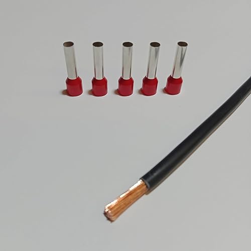 Verdrahtungsleitung 10mm² - schwarz, grau, braun, blau, grün/gelb - H07V-K PVC-Einzelader - Aderleitung feindrähtig flexibel (2-100m) inkl. 5 Aderendhülsen (blau, 2 Meter) - Cheap-Us