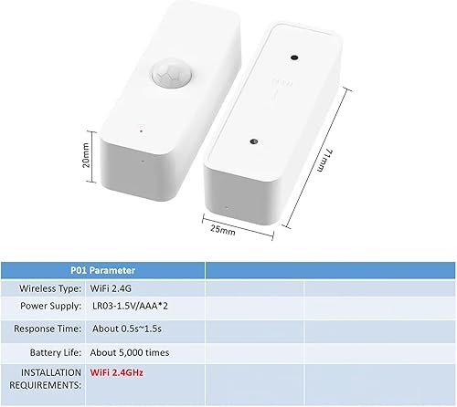 WiFi Bewegungssensor, Smart Bewegungsmelder Tuya PIR für die Heimsicherheit, drahtloser Bewegungssensor mit Fernüberwachungs App, Sprachbefehl kompatibel mit Alexa (4 Pack) - Cheap-Us