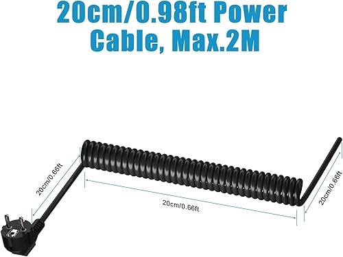 KEAGAR 2er Schutzkontakt-Spiralverlängerung 250V / 16A, Spiralkabel 3-adrig, Dehnbar von 0.75 m bis 3 m, Verlängerungskabel mit Schutzkontaktwickelstecker, IP20 Innenbereich - Schwarz - Cheap-Us