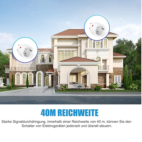 SURNICE Steckdose mit Fernbedienung, 80m Reichweite, 10A 2300W Funksteckdosen mit Fernbedienung, Funkschalter Set Mini mit Fern bedienung programmierbar, für Innendekorationen, Haushaltsgeräte - Cheap-Us