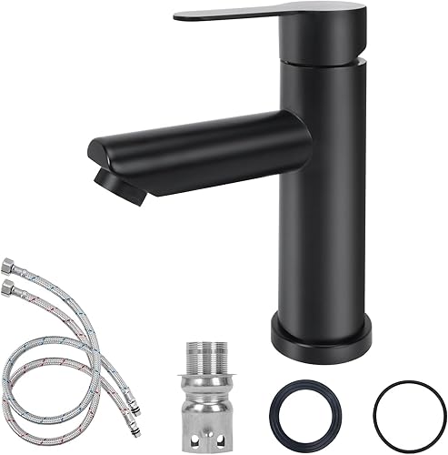 Minnhua Wasserhahn Bad Waschtischarmatur Schwarz Badarmatur Waschbecken Armaturen Matt Waschtischarmatur Set Armaturen Waschtischarmatur Wasserfall für Badezimmer Küche 304 Edelstahl - Cheap-Us