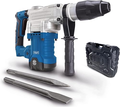 Scheppach 2in1 Bohrhammer DH1600Max | Schlagbohren - Meißeln | Schlaghammer 1600W Leistung | 10 Joule Schlagkraft & 3800 BPM | SDS-Max-Spannsystem | inkl. Koffer, Spitzmeißel, Flachmeißel & LED Licht - Cheap-Us