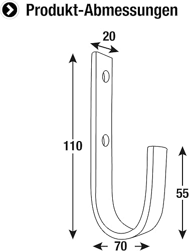Connex Wandhaken 110 x 70 x 55 x 20 mm - Belastbar bis 45 kg - - verzinkt / Universalhaken / Montagehaken für Garage / Werkstatthaken / Ordnungshelfer / DY222014 110 x 70 x 55 x 20 mm (45 kg) - Cheap-Us