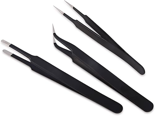 Winjun 3 Stück Edelstahl Professionell Präzision Pinzette DIY Tool Pinzetten Reparatur Werkzeug Kit für Industrie Elektronik Schmuckherstellung Laborarbeit Autofolie Kleben - Cheap-Us