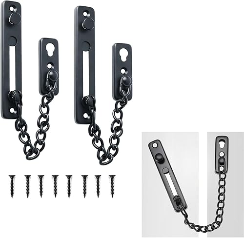 KAYEF 2 Tür Sicherheitskette Edelstahl, türkette, sicherheitsschloss wohnungstür mit Schrauben für Türsicherheitsketten für Wohnungen, Schulen, Innentüren und Fenster, etc. - Cheap-Us