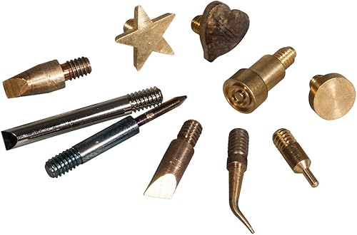 Rayher Hobby Rayher 69183000 Aufsätze für Brandmalkolben, 10 verschiedene Formen, Schreibspitzen, Linienbrenner, Motivbrenner für Brandmalerei auf Holz, Kork oder Leder - Cheap-Us