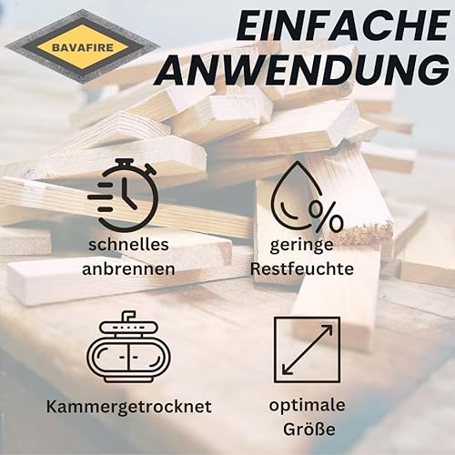 BAVAFIRE Anzündholz, Kaminholz 19,8kg - Anmachholz ofenfertig aus natürlicher Kiefer, Fichte & Tanne - Brennholz für Kamin, Feuerstellen und Feuerschale- PEFC-Zertifiziert & kammergetrocknet - Cheap-Us