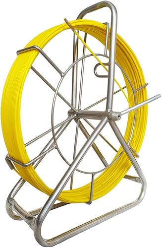 IRSCorp Glasfaserstab 150 m Ø 6 mm inkl. Stahlhaspel Fischband Fiberglas Kabel Rad 304 Edelstahl Fischband Rohr Rodder - Cheap-Us