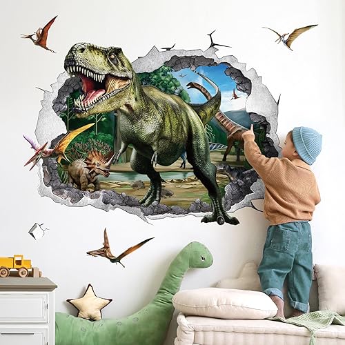 wondever Wandtattoo Dinosaurier 3D XXL Wandaufkleber Dino Groß Wandsticker Wanddeko für Kinderzimmer Jungen Schlafzimmer Spielzimmer - Cheap-Us