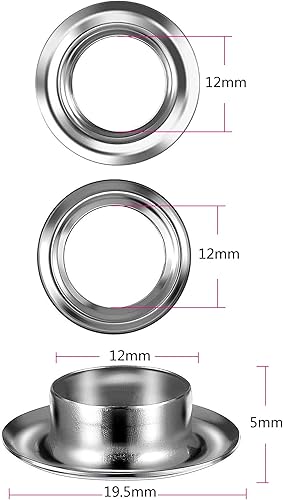 Grommet Werkzeug Kit, Tülle Ösen Scheiben Ösenzange Set und 100 Sets Grommet Ösen mit für Planen Leder Stoff Vorhang Poolabdeckung (1/2 Zoll(12mm)) - Cheap-Us