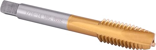 Burkit 7/16-Zoll-14 UNC Spiralspitze Gewindebohrer, HSS Titanbeschichtung Spiralspitze Gewindebohrer 7/16 x 14 UNC - Cheap-Us