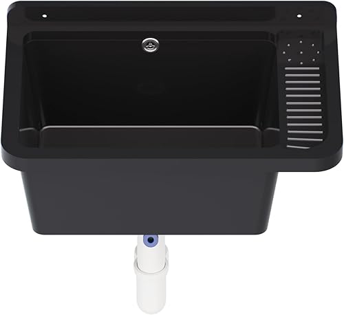 Ausgussbecken Waschbecken Spülbecken Waschtrog draußen Garten Garage Keller Spülbecken Waschküche Werkstatt Großes Becken (Grau) - Cheap-Us