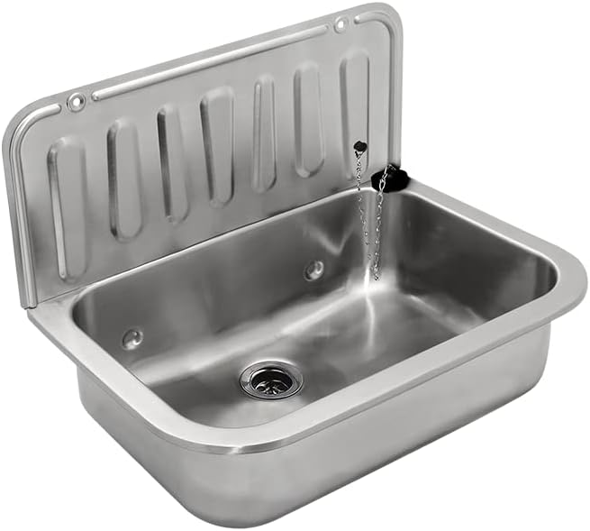 BADOSAN Ausgussbecken Edelstahl Wandmontage Waschbecken 367x495x325 - Cheap-Us