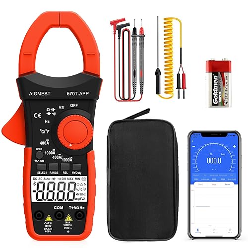 AIOMEST Stromzange, Strommessgerät AC/DC Strom: 0-1000A, 570T-APP strommesszange True-RMS 4000 Counts Auto-Ranging, misst Spannung Multimeter AC/DC Spannung, Widerstand, Ohm - Cheap-Us