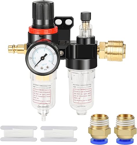 drado Druckminderer Druckluft, 1/4 Zoll Wasserabscheider Druckluft mit Manometer, Wartungseinheit Druckminderer, Druckluftregler für Kompressor Filter - Cheap-Us