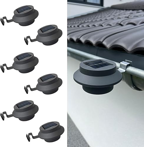 Hossi’s Wholesale Dachrinnen Solarleuchten | RAL 7016 Anthrazit | Solar Dachrinnenleuchten für außen | Solarleuchte Dachrinne warmweiß (Anthrazit, 6 Stück) - Cheap-Us
