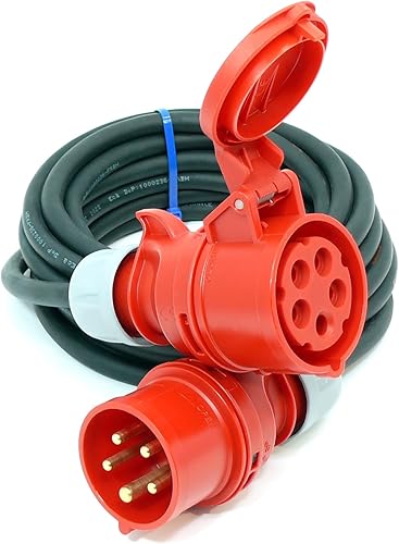 CEE Starkstromkabel (1,5m-50m) 16A Verlängerungskabel Titanex H07RN-F 5x1,5mm² mit PCE Shark Stecker und Kupplung, Business-Line von Event-Kabel (20 Meter) - Cheap-Us