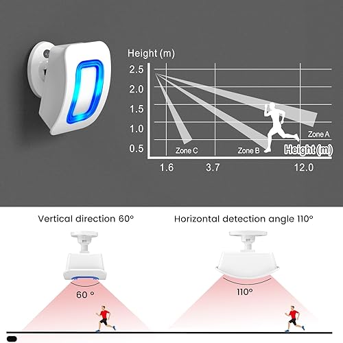BITIWEND Durchgangsmelder Funk Bewegungsmelder Alarm Ladentür PIR Bewegungssensor Innen Tür Funkklingel mit 58 Melodien Kabellos Infrarot Ladenglocke Alarmanlage für Wohnmobil, Zuhause, Garage - Cheap-Us