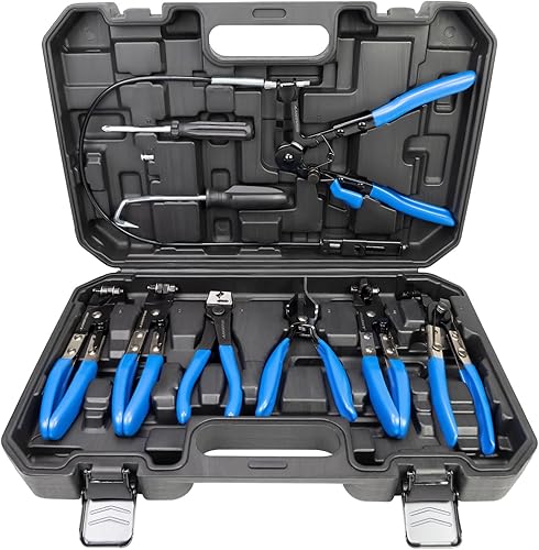 11tlg Schlauchklemmenzangen Set inkl. Koffer Schlauchschellenzangen Spezial Zangen Satz Set mit Bowdenzug Federbandschellen - Cheap-Us