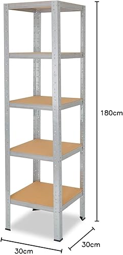 shelfplaza® 180x50x30cm HOME Schwerlastregal verzinkt/Metallregal mit 5 Böden/Kellerregal Metall, Garagenregal, Werkstattregal oder Regal Lagerregal/Steckregal Metall mit 175kg Tragkraft - Cheap-Us