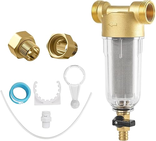 Wasserfilter Wiederverwendbare 1 Zoll Ausspülbarer Feinfilter Wasser Vorfilter Sedimentfilter,Spin-Down-Ersatzfilter, Brunnenwasserschlauch Filterkombination (1“&G3/4”M+G3/4”F) - Cheap-Us