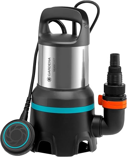 Gardena Schmutzwasser-Tauchpumpe 16000: Tauchpumpe mit Fördermenge 16.000 l/h, Automatic-Funktion, Schwimmschalter mit Dauerlauffunktion, Schnellkupplungssystem, 450 W (9042-20) - Cheap-Us