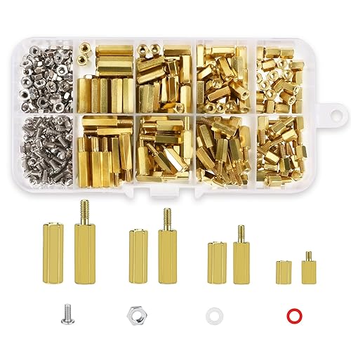 Auauraintt 486Stk M2.5 Abstandshalter Hex Distanzhülsen Messing Männlich Weiblich PCB Standoff Schraube Mutter Spacer Gewinde Abstandsbolzen Schrauben für Platine Mainboard - Cheap-Us
