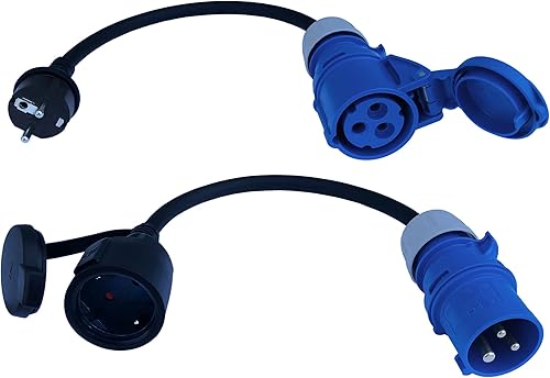 2x ADAPTER CEE 16A/230V Caravan Camping Womo Boot H07RN-F 3x2,5mm² 0,3m - Cheap-Us