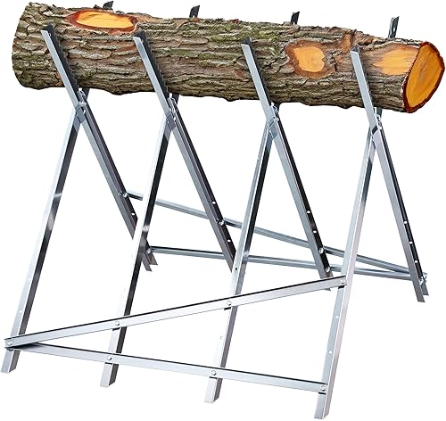 Relaxdays Sägebock, Holzsägearbeiten, klappbar, 150 kg, Sägegestell für Kettensägen, Stahl, HBT: 80 x 80 x 82 cm, Silber - Cheap-Us