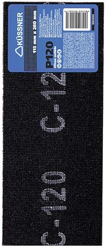 KÜSSNER 25 Stück Gitterleinen Schleif-Papier, Schleifgitter: Länge 28cm, Breite 11,5cm, Korn 120, Gitterleinen für Handschleifer, Schleifmittel für Trocken-Schliff, schwarz, A1010-141112 - Cheap-Us