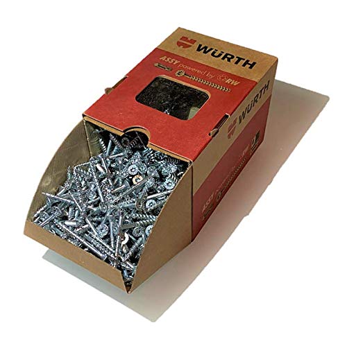Würth ASSY 4 CSMP Spanplattenschraube 4x50mm, 500St/Pack Stahl verzinkt, blau passiviert, Teilgewinde, Senkfrästaschenkopf - RW 20 Neue Generation - Cheap-Us