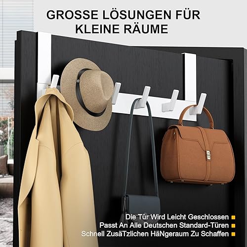 Dohomai Türgarderobe mit 6 Haken - Türhaken Zum Einhängen - Kleiderhaken Tür für Badezimmer Türhakenleiste Moderne Türhänger - Handtuchhalter Tür Bad - Jackenhalter Tür - Cheap-Us