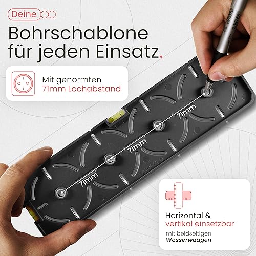 LAINFELD Bohrschablone für Steckdosen | Inkl. Wasserwaage | Elektriker Wasserwaage für Steckdose Unterputzdose Hohlwanddose Rohbau Schablone - Cheap-Us