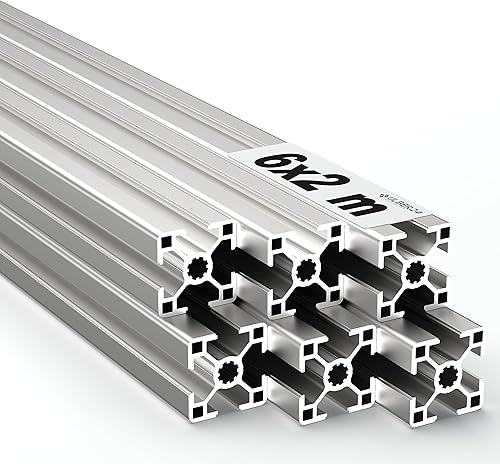 Ulber24- Aluprofil 30x30 Nut8 Typ-B,6x2m=12m Aluminium Konstruktion- Montage- System- 3030 Alu Schiene Stecksystem Vierkant Profil B-Typ Nut 8 Winkel Aluprofil 30x30 - Cheap-Us