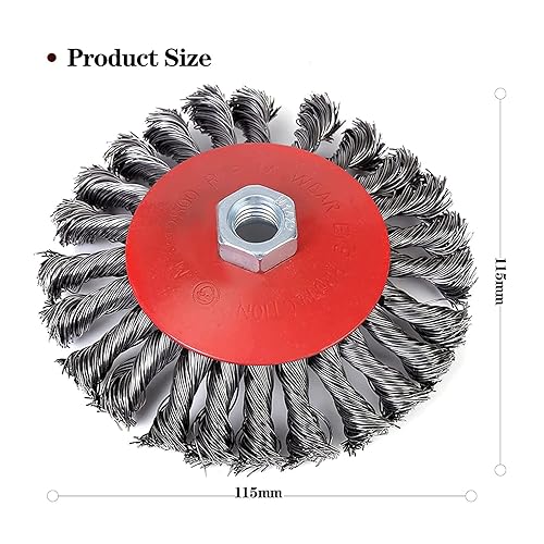 Drahtbürste für Winkelschleifer Ø 115 mm, M14-Gewinde Aufnahme, aus gewelltem HSS-Stahldraht, für Metall und Stein, zum Reinigen, Entzundern, Aufrauen und Entrosten(3 Pack) - Cheap-Us