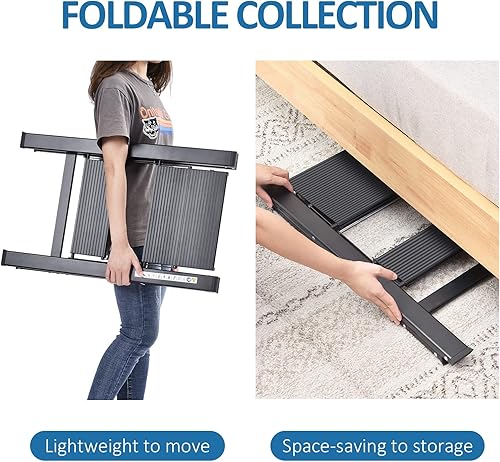 KINGRACK Stufenleiter, Trittleiter 2 Stufen, Klapptrittleiter mit Handlauf, rutschfeste Haushaltsleiter mit Klappsicherung, Aluminium Tritthocker Schwarz - Cheap-Us