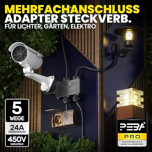 PEBA Abzweigdose,Erdkabel Klemmdose Verbindungsdose, 2 Wege Junction Box, IP68 Wasserdichte Verteilerdose, Kabelverbinder Aussen, Elektrischer Außenverteilerdose, Kabeldurchmesser 4mm-12mm, schwarz - Cheap-Us