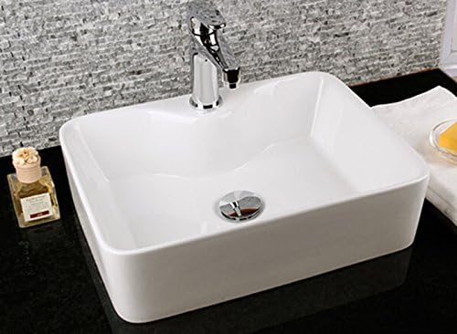 warenplus 1x Waschbecken aus Keramik, Keramikwaschbecken Aufsatz rechteckig weiß 48x37x 13,5 cm - Cheap-Us