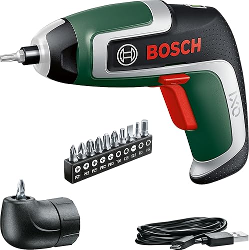 Bosch Akkuschrauber IXO (7. Generation; 3,6V; 2,0Ah; 5,5Nm; mit Mikro-USB-Kabel; Inklusive Winkel-Aufsatz; schraubt bis zu 190 Schrauben; im Karton) –  Edition - Cheap-Us