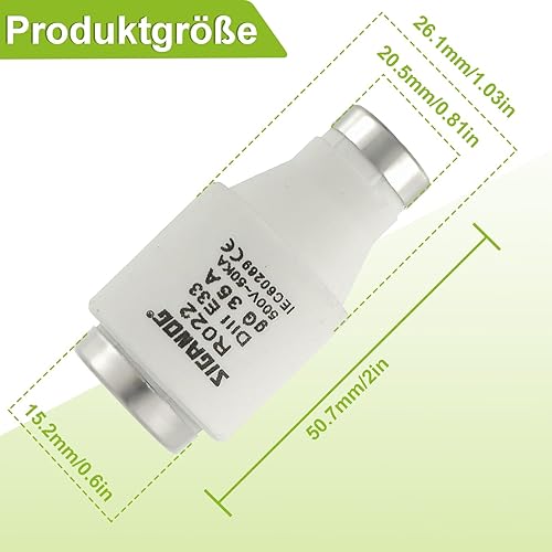 SIGANDG Neozed-Sicherungseinsätze, Ceramic DIII Sicherung gG-Typ 35A 500VAC, ür Kabel und Leitungsschutz, 5 Stück - Cheap-Us
