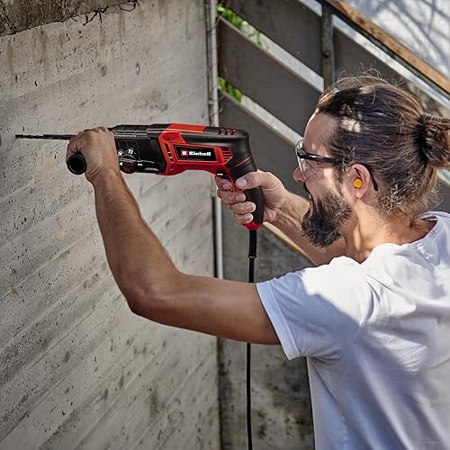 Einhell Bohrhammer TC-RH 800 4F (800 W, 2.6 Joule, Bohren + Hammerbohren + Meißeln mit/ohne Fixierung, pneumatisches Schlagwerk, SDS-Plus, Dauerlaufarretierung, inkl. E-Box) - Cheap-Us